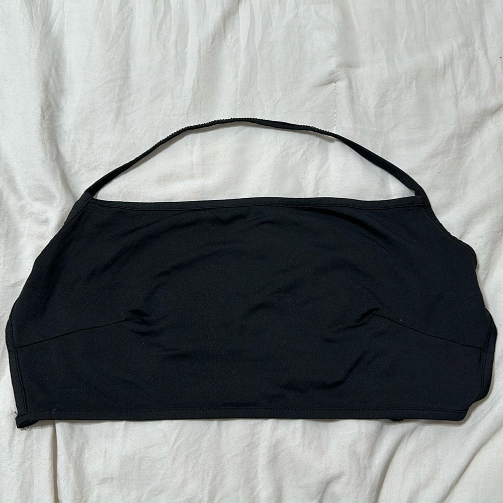 Black open back crop top